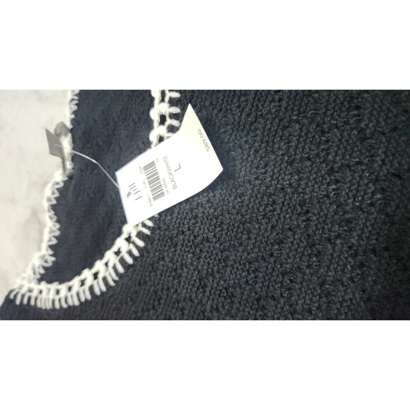 J.Jill Women's Size Large Black White Hand Embroidered Trim Sweater Tunic NWT - Picture 7 of 9